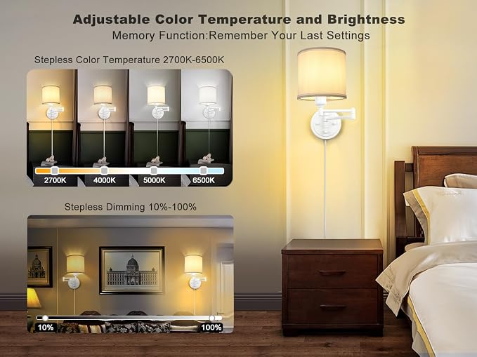 GOODATE Plug in Wall Sconces - Image 2
