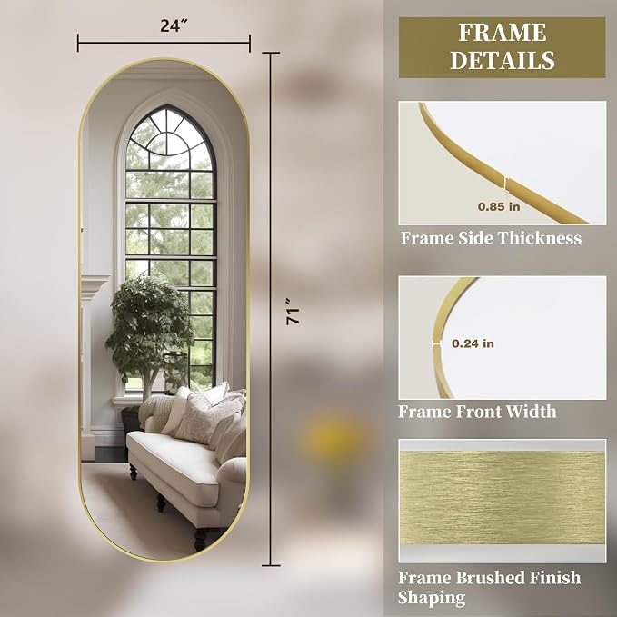 Oval Full Length Mirror, Ultra-Clear Explosion-Proof Dressing Mirror, Simple & - Image 9