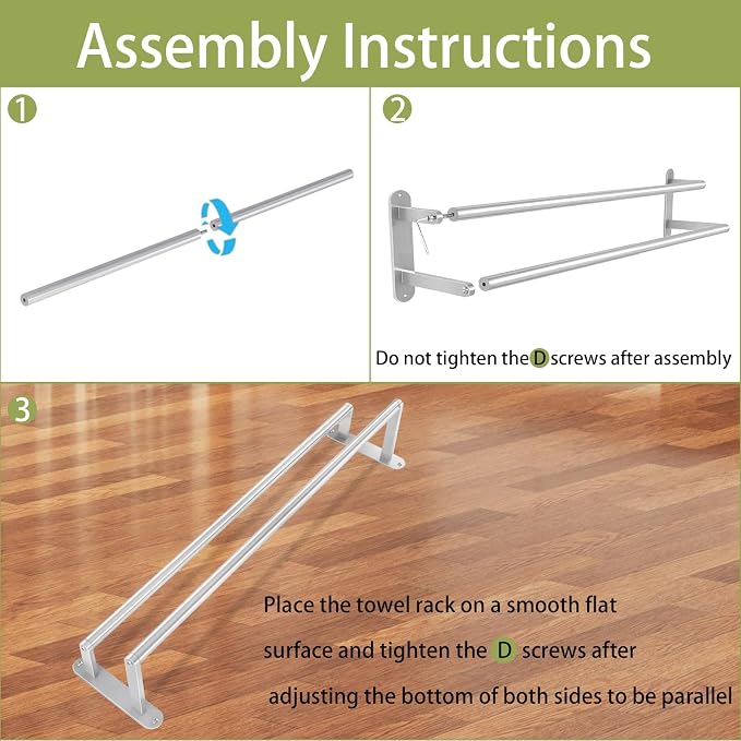 Towel Rack for Bathroom, Double Towel Bar 24Inch, Stainless Steel Bathroom - Image 7