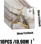 10pcs Peel and Stick Tile Shower Waterproof Marble Tiles Wall Panels, - Image 3
