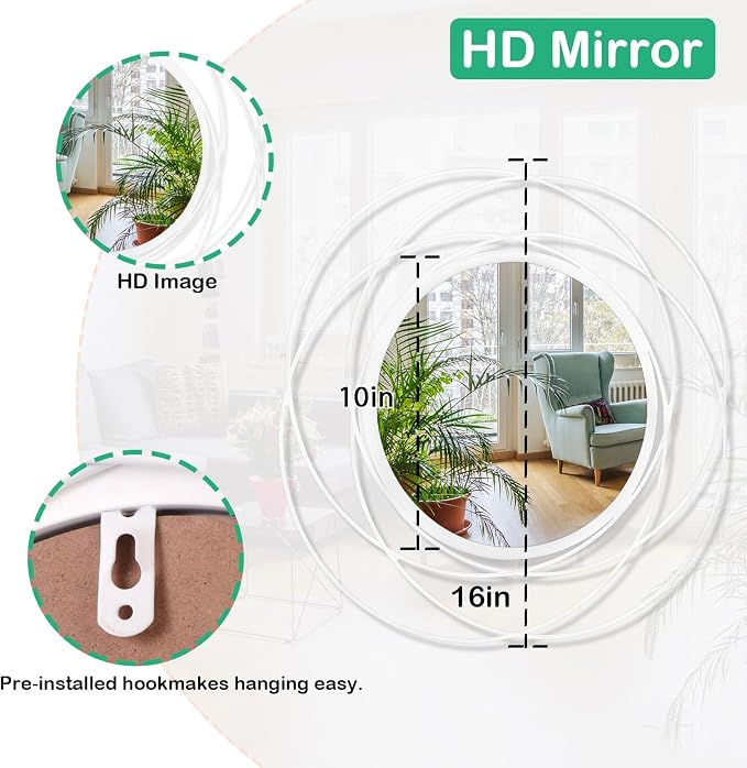 Wall Mirror Modern Metal Frame Arts Circle Mirror - Image 7