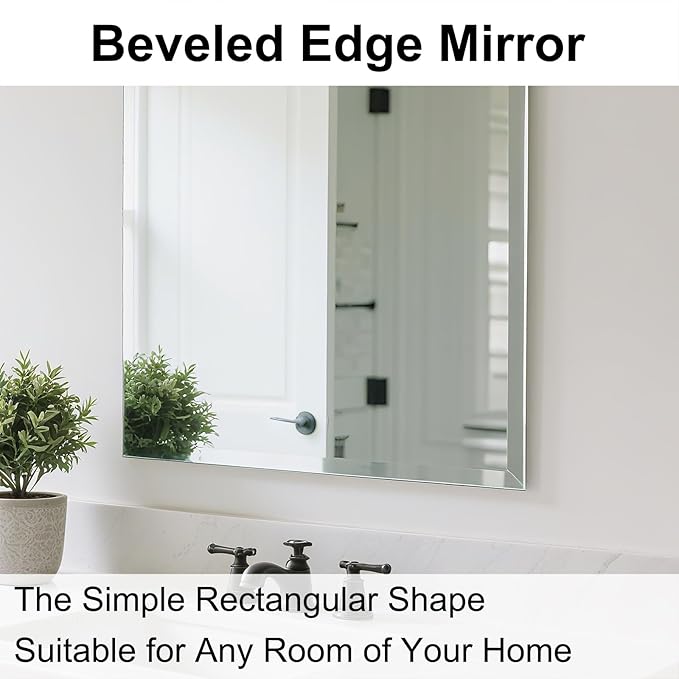Ruomeng Wall Mirror Beveled Edge Frameless Mirror 20” x 28“ Wall Mounted Mirror - Image 6