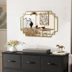 HQiJun 30x20 Inch Gold Bathroom Mirror, Wooden Frame - Image 8