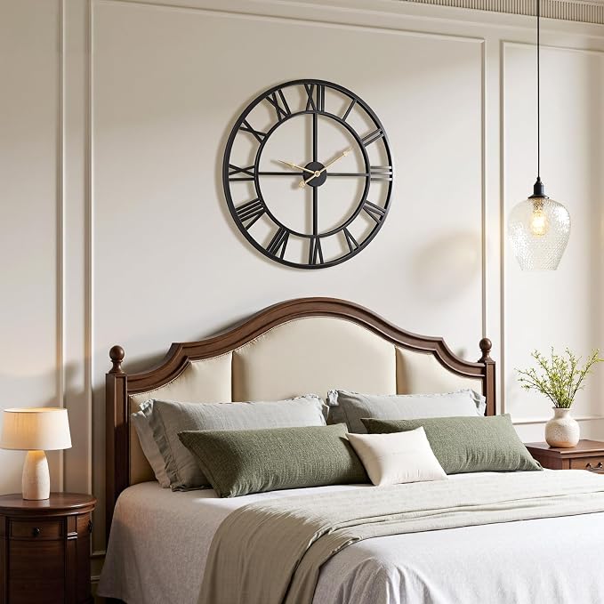 Vantic 32 Inch Large Wall Clock, Roman Numeral Metal Oversized Wall Clocks - Image 7