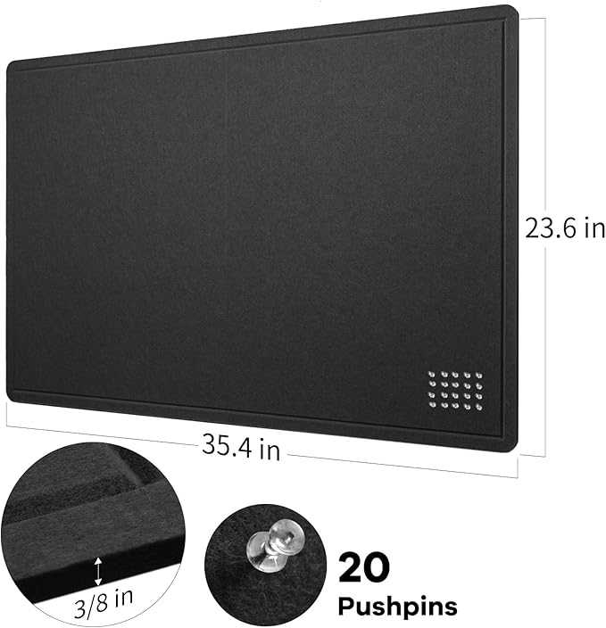Lightomorrow Bulletin Board, 36 x 24 inches Felt Board - Image 5