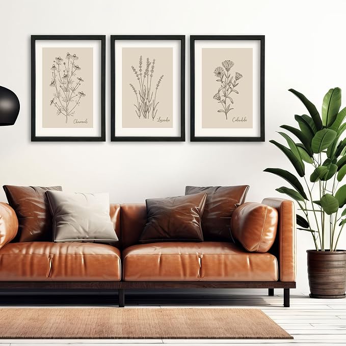 YWJKWLGS Vintage Botanical Wall Art 11x16 Inch Set Of 3 Wooded Framed - Image 5