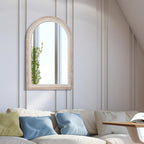 36x24 Inch Rustic Farmhouse Arched Wall Mirror, Boho Distressed Wooden Frame - Image 4