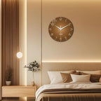 XNM Kitchen Wall Clocks Battery Operated 14 Inch Round Brown Simple Wall Clock - Image 4