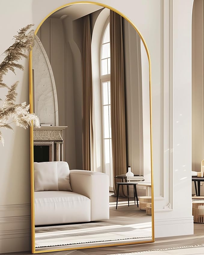 Antok 81" x41” Arched Full Length Floor Mirror, Free Standing/Wall Mount/Leaning - Image 2