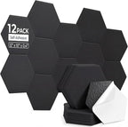 12 Pack Hexagon Acoustic Panels, Self-Adhesive Acoustic Wall Panels by AUSLET