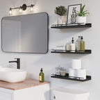 WOPITUES Floating Shelves with Black Metal Guardrail, Shelves - Image 2