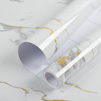 practicalWs Glossy Marble Wallpaper Peel and Stick White/Gold Granite Contact by practicalWs