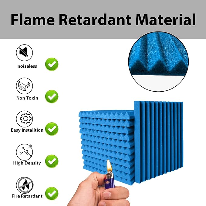 56 Pack Acoustic Foam Panels |1 "x12 "x12" Rapid Recovery Acoustic Wall Panels - Image 3