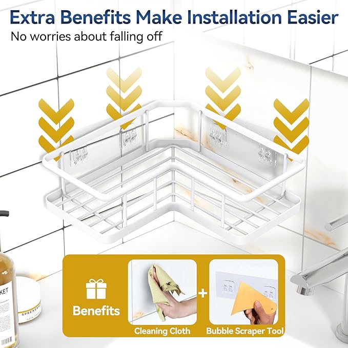 YASONIC Shower Caddy Corner, No Drilling Shower Organizer Corner - Image 5