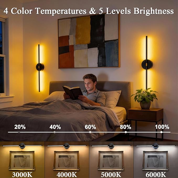Battery Operated Wall Sconce Set of 2: 10000mAh Wireless Sconces Rechargeable - Image 6