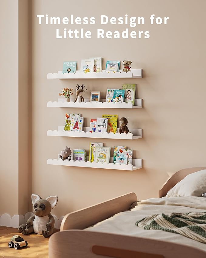 Shario Nursery Book Shelves, Scalloped Shelves, Wall Book Shelves - Image 6