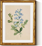 InSimSea Gold Bamboo Framed Canvas Wall Art, Vintage Rosa Chiba Flower by InSimSeaArt