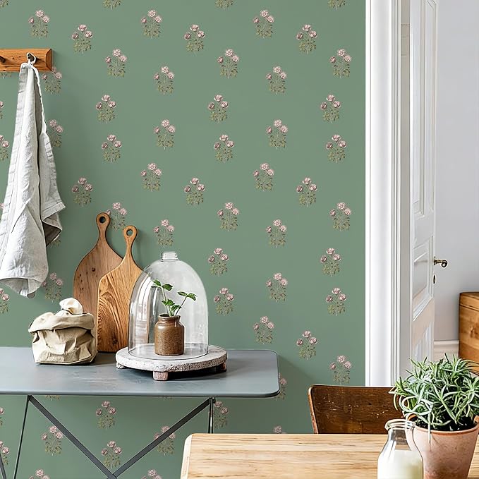 17.3" x 393.7" Vintage Floral Wallpaper Peel and Stick Boho Wallpaper Removable - Image 7