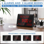 Raynic Digital Clock, 11.5" Large Display Digital Calendar Clock - Image 4
