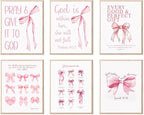 KBKBART Coquette Pink Bow Wall Art Decor Posters– Set of 6 Unframed 8x10 Prints by KBKBART