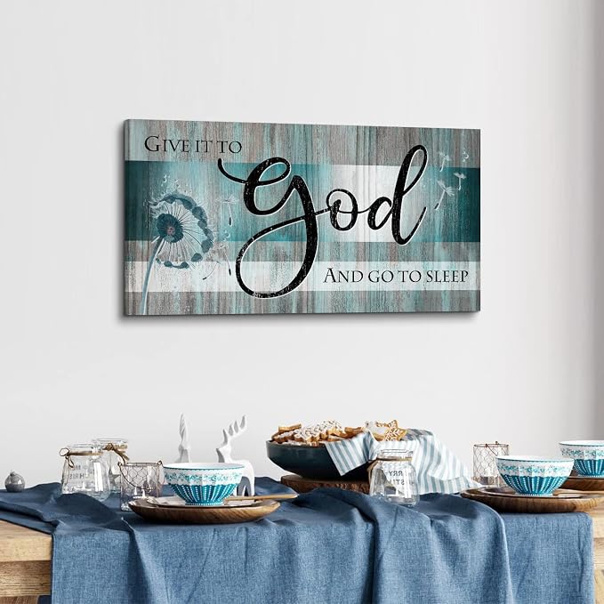Christian Wall Decor Bible Verse Wall Art Give It to God and Go to Sleep - Image 3