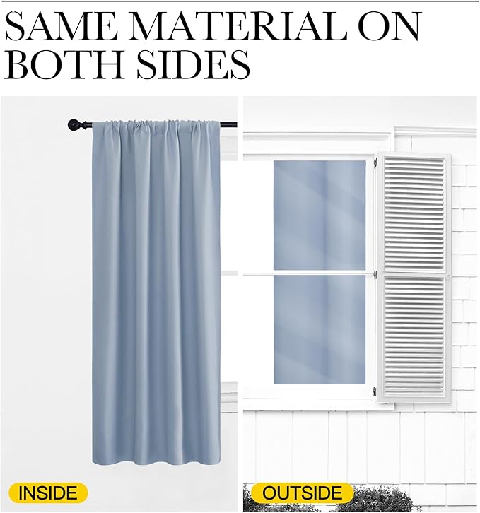 NICETOWN Window Curtains Blackout Drapes, Vintage Blue, 1 Pair, 52 by 72-Inch - Image 5