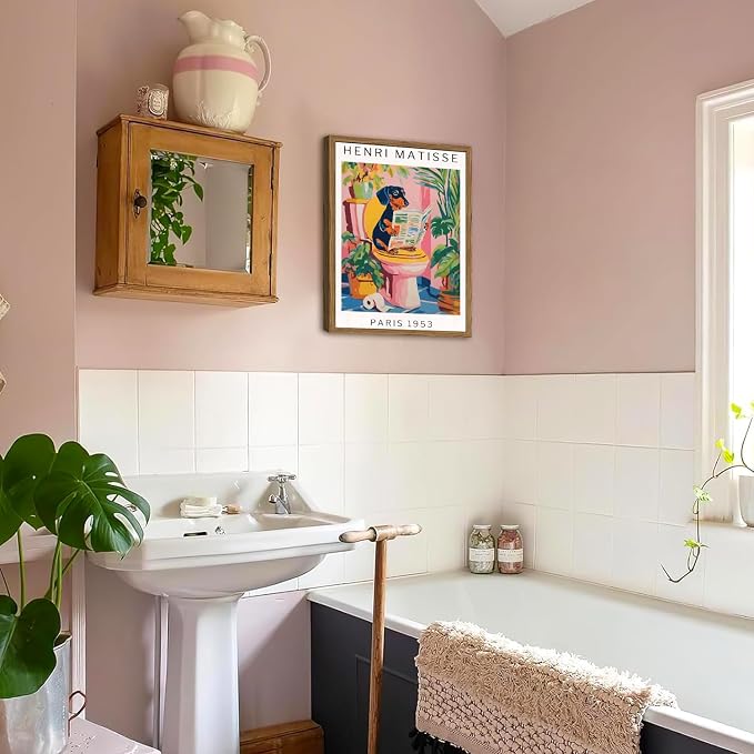 Funny Dachshund Bathroom Wall Art Henri Matisse Dog Bathroom Wall Decor Picture - Image 5
