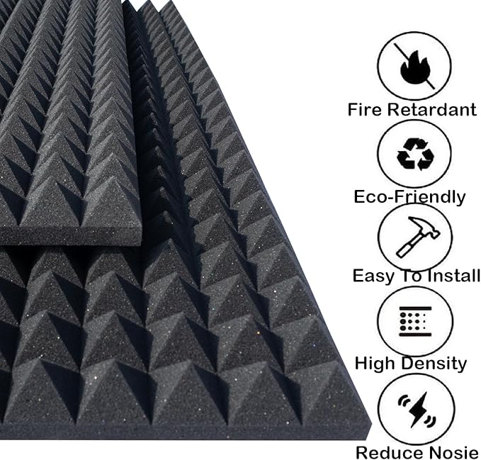 2 Pack Sound Proof Foam Panels for Walls, High Density Fire Resistant - Image 3