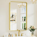 Keonjinn Gold Bathroom Mirrors for Over Sink, 40” x 24” Rounded Rectangle by Keonjinn