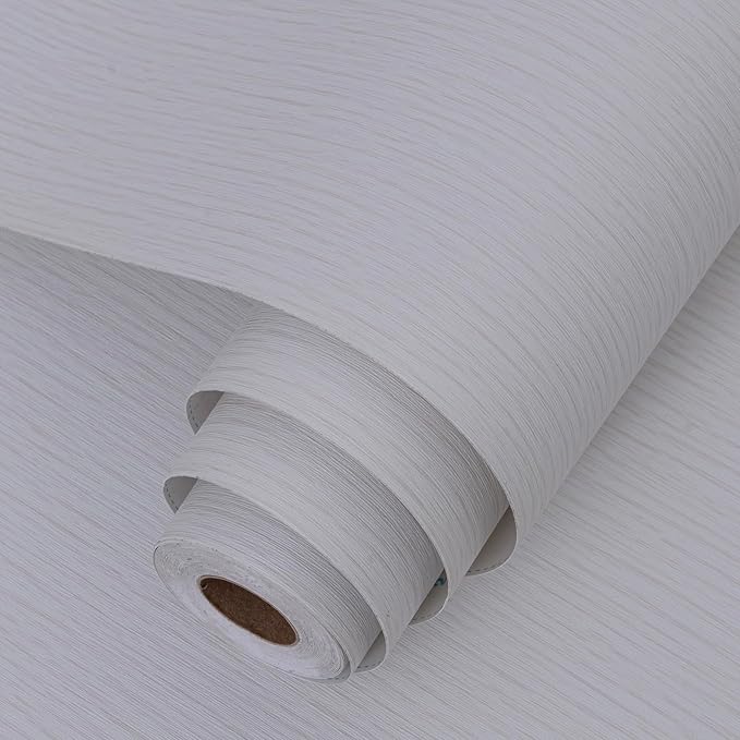 Grasscloth Peel and Stick Wallpaper 20.8"x394" Light Gray Thick Fabric Textured - Image 2