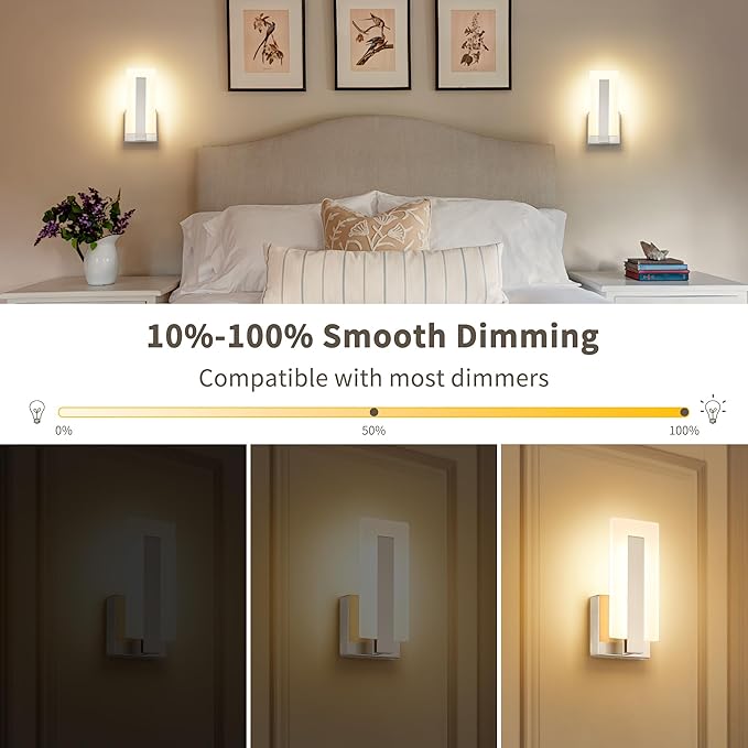 Joosenhouse LED Wall Sconce Set of 2, Hardwired Dimmable Wall Mounted Lights - Image 3
