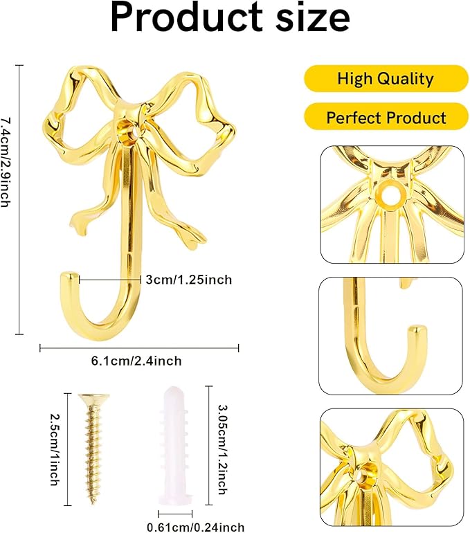 5 Pcs Gold Bow Hooks, Bow Hooks - Image 2