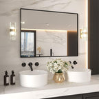 LOAAO 48"X32" Black Rectangle Bathroom Mirror Wall, Matte Black Aluminum Alloy - Image 3