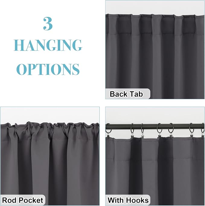 RYB HOME Living Room Curtains, Room Darkening Small Window Treatment Thermal - Image 6