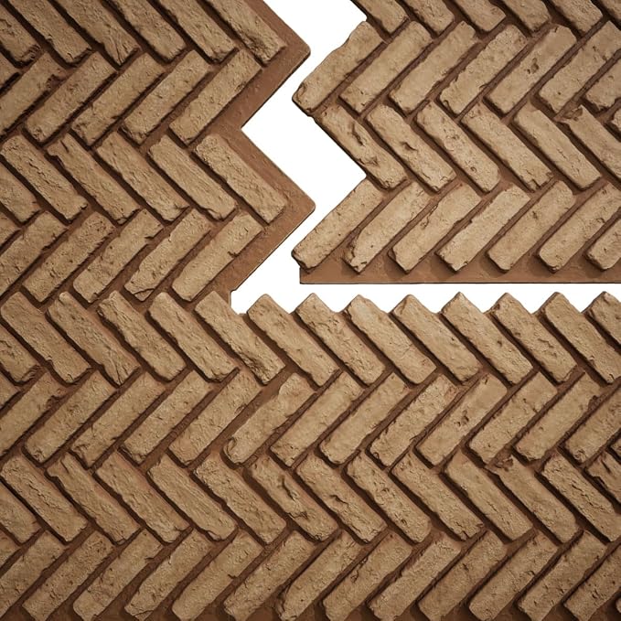 EverStone Herringbone Faux Brick Panel, 46 1/2"W x 25 1/4"H x 1"D, Terracotta - Image 9