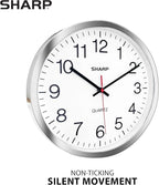 Sharp Wall Clock – Silver/Chrome, Silent Non Ticking 12 Inch Quality Quartz - Image 2
