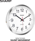 Sharp Wall Clock – Silver/Chrome, Silent Non Ticking 10 Inch Quality Quartz - Image 2