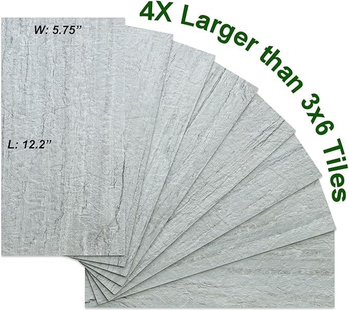 AULIGET 2-Piece Grey Shale Peel and Stick Backsplash Wall Tiles, Laundry Room - Image 3
