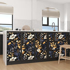 Laatse Vintage Dark Floral Wallpaper Peel and Stick Blue/Gold Leaf Wallpaper - Image 8