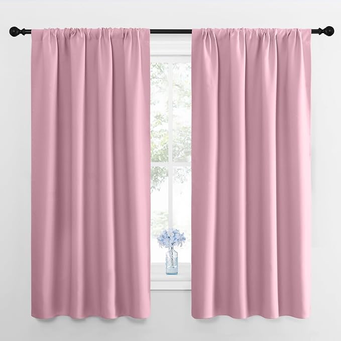 NICETOWN Kitchen Curtains, Short Blackout Curtains & Drapes, Rouge Pink by NICETOWN