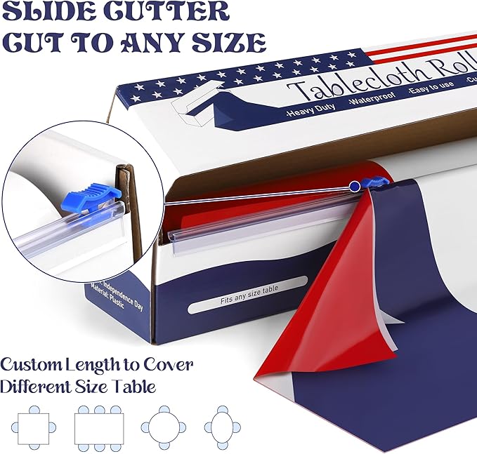 Kochorie 100 Ft x 54 Inch 4th of July Tablecloths Roll - Image 3