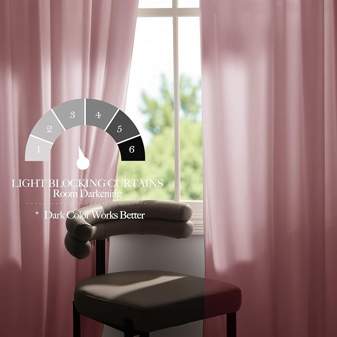 NICETOWN Baby Pink Velvet Curtains 96 inch Length, Room Darkening Thermal - Image 6