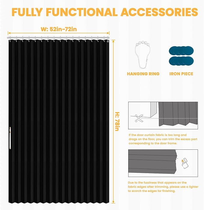 AJAZZ 100% Blackout Accordion Door Closet Curtain Door Curtain Invisible - Image 2