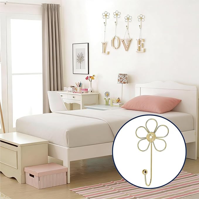 4 Pcs Heavy Duty Decorative Wall Hooks, Creative Flower Shaped Wall Mounted Hook - Image 4