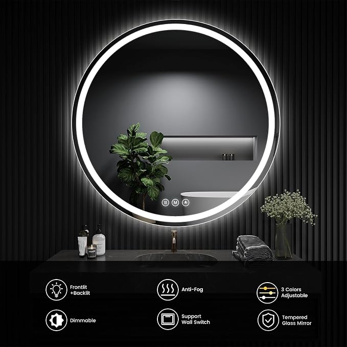 LED Bathroom Mirror 30 Inch Round Bathroom Mirror - Image 6