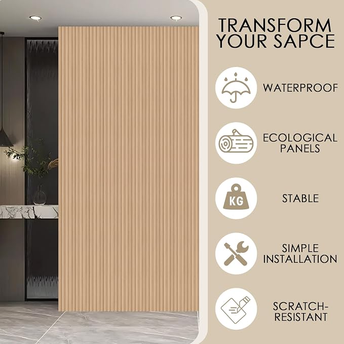 8-Pack 3D Slat Wall Panels — Soundproof Faux Wood Wall Panels - Image 4