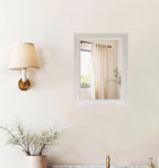 Small Rustic White Bathroom Mirror, 11.8x15.8inch Wooden Frame Rectangle Wall - Image 2