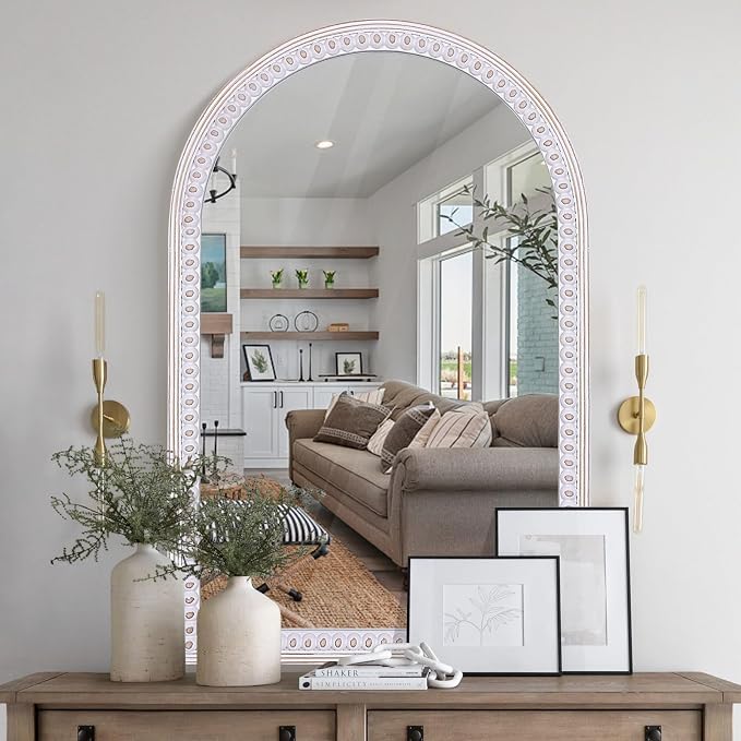 36x24 Inch Bathroom Mirror Arched Wooden Arched, Rustic Farmhouse Arch Wall - Image 7