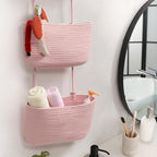 TeoKJ Over the Door Hanging Basket, 3-Tier Woven Cotton Wall-Mounted Storage - Image 9