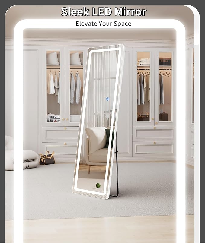 Koonmi LED Full Length Mirror, Lighted Floor Mirrors - Image 2